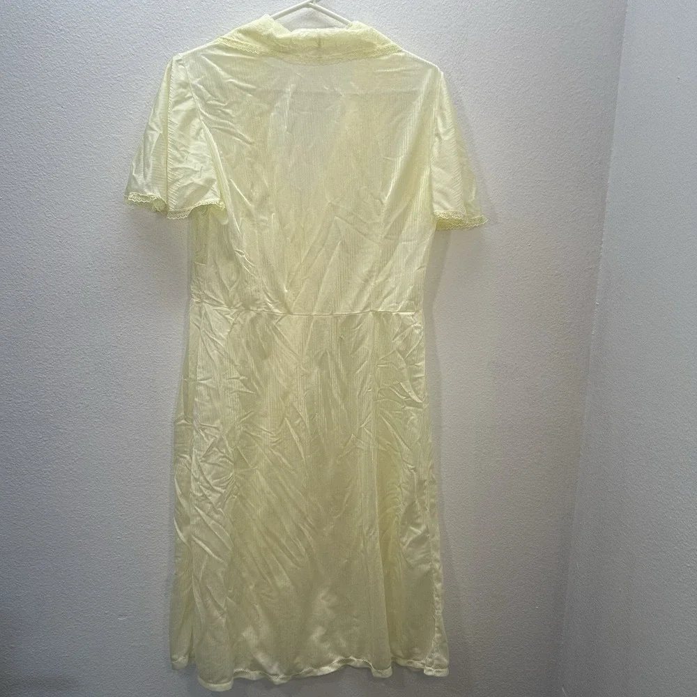 Vintage Jilmary 70s Flutter Sleeve House Dress‎ Sz M Yellow Cottagecore Prairie